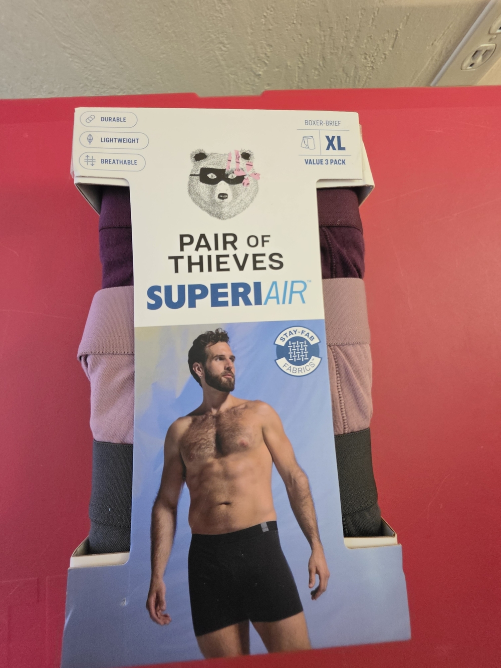 Pair of Thieves Superiair Boxer Briefs XL 3-Pack Breathable Purple/Black